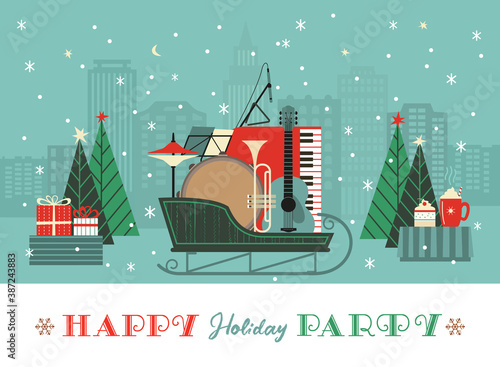 Fancy winter Holiday hand drawn vector poster