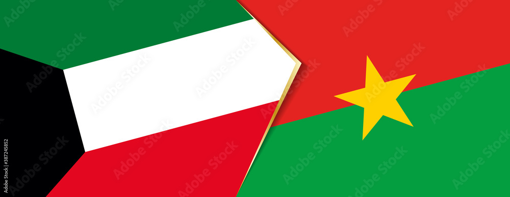 Kuwait and Burkina Faso flags, two vector flags. Kuwait and Burkina Faso flags, two vector flags.