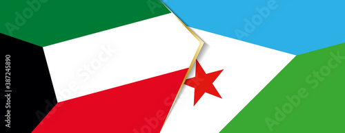 Kuwait and Djibouti flags, two vector flags.