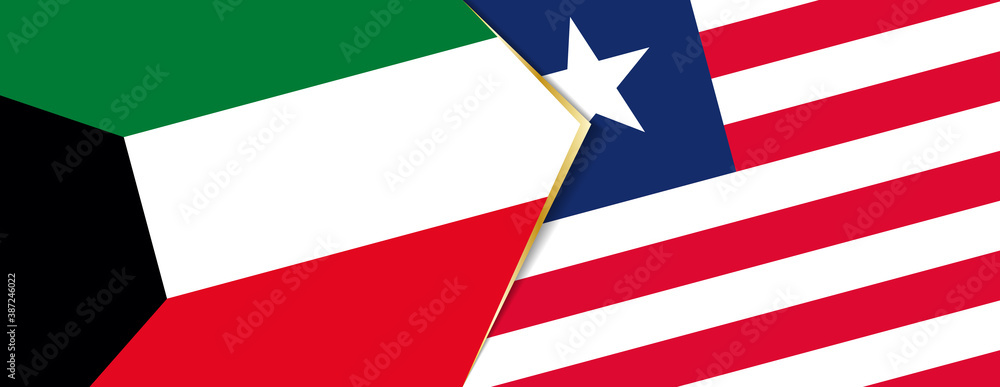 Kuwait and Liberia flags, two vector flags. Kuwait and Liberia flags, two vector flags.