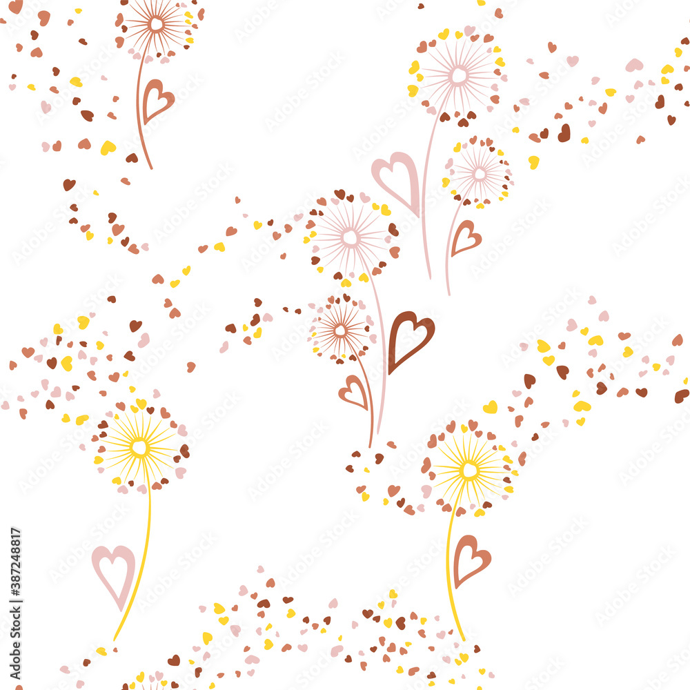 Dandelion flowers cute vector seamless pattern. Dandelion flowers cute vector seamless pattern.
