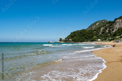 The beautiful Glyfada Beach on Corfu Island, Greece photo
