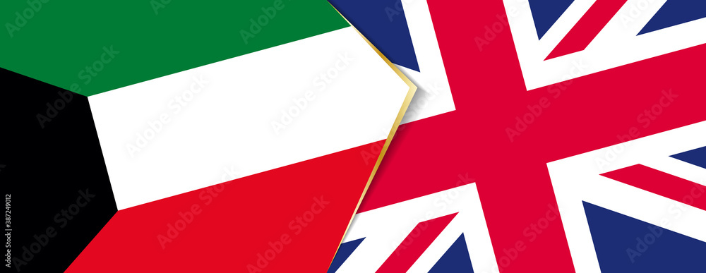 Kuwait and United Kingdom flags, two vector flags.