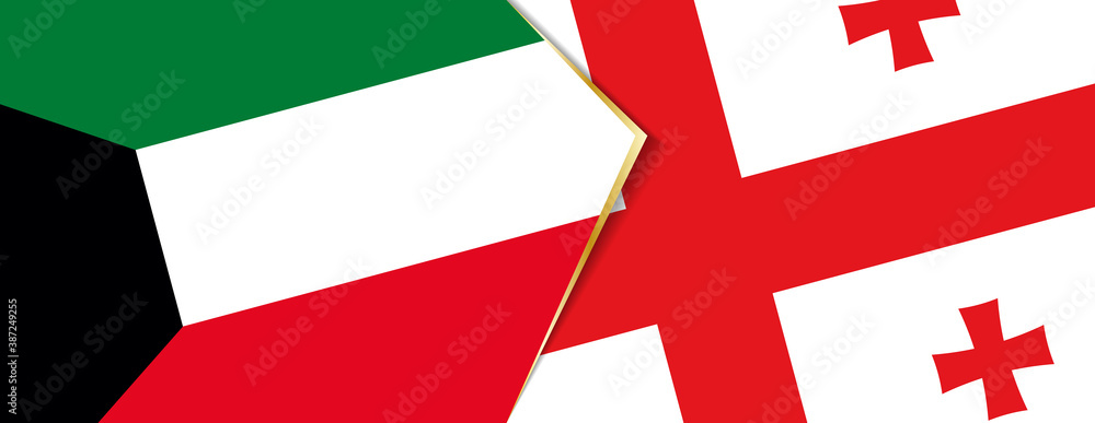 Kuwait and Georgia flags, two vector flags.