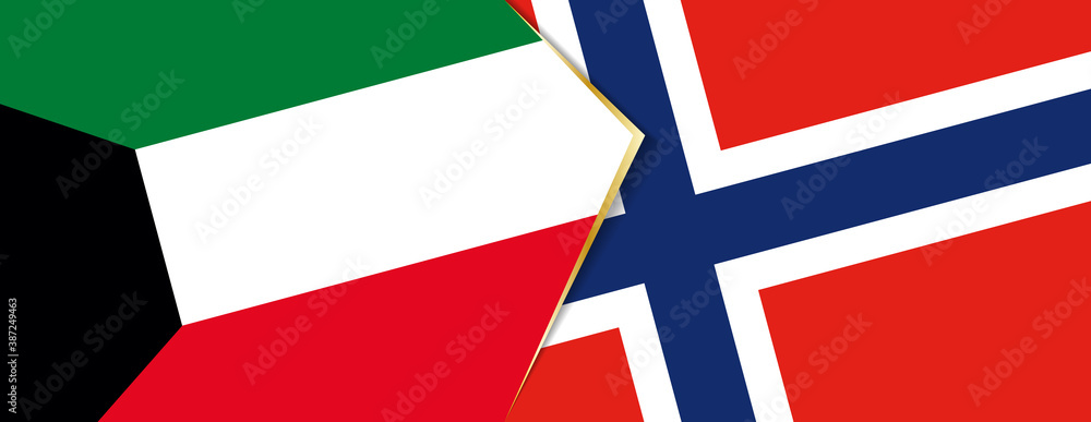 Kuwait and Norway flags, two vector flags.