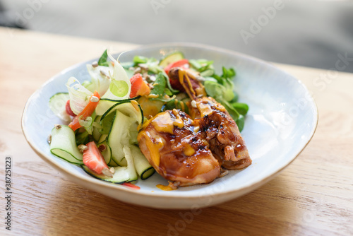 Grilled Chicken Salad with Strawberries and Courgette