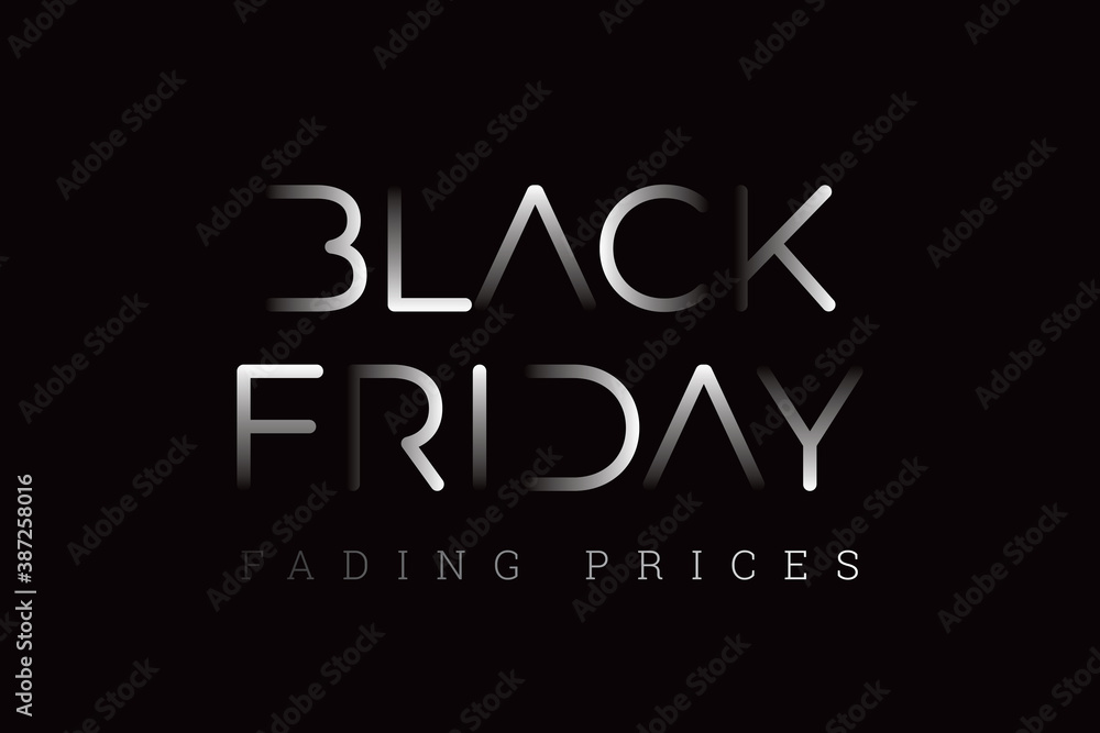Black Friday Creative Concept with Wide Unlinked Dissapearing Logo and Fading Prices Lettering - White on Deep Black Background - Gradient Graphic Design Black Friday Creative Concept with Wide Unlinked Dissapearing Logo and Fading Prices Lettering - White on Deep Black Background - Gradient Graphic Design