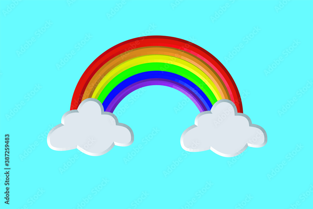 Vector Colorful rainbow illustration with clouds 