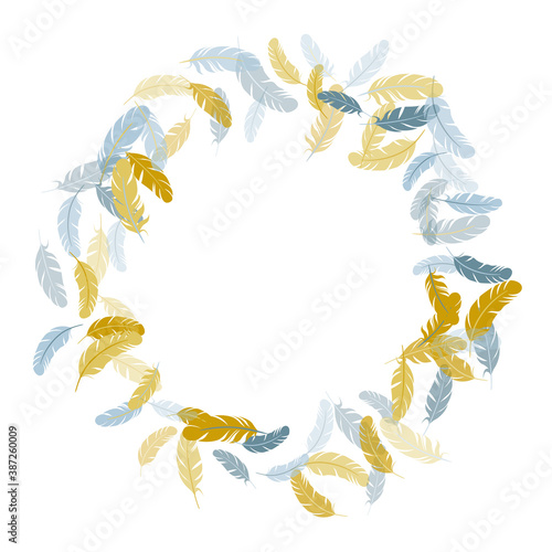 Detailed majestic feather on white design.