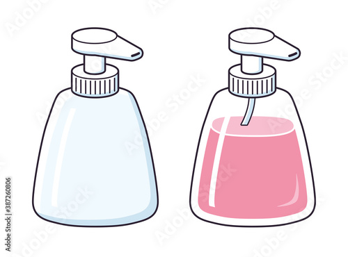 White and pink liquid soap bottle