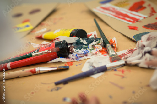 Closeup of painting tools