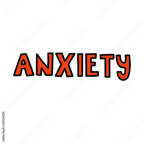 anxiety doodle icon, vector color word illustration