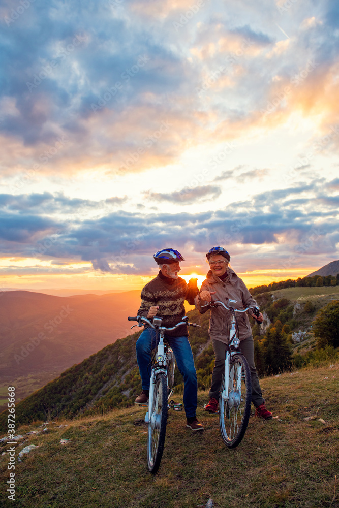 Fototapeta premium Senior Couple On Cycle Ride In Countryside