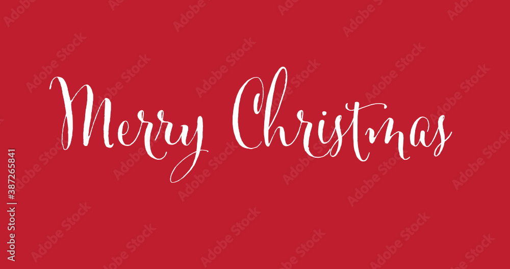 Marry Christmas Script Text on a Red Background