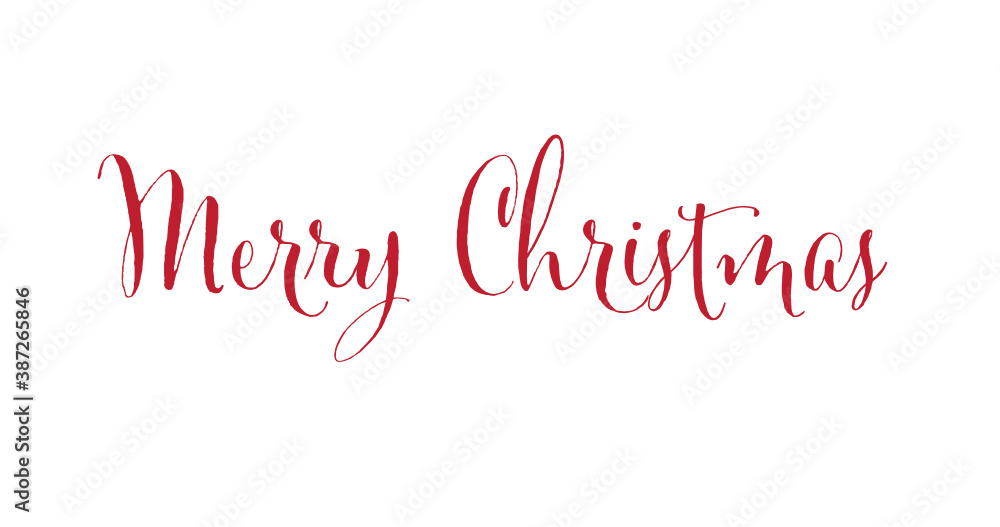 Red Marry Christmas Script Text on a White Background