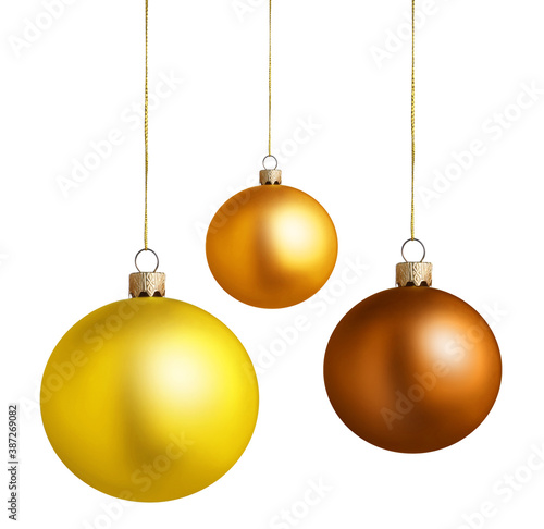 Set of bright Christmas balls on white background