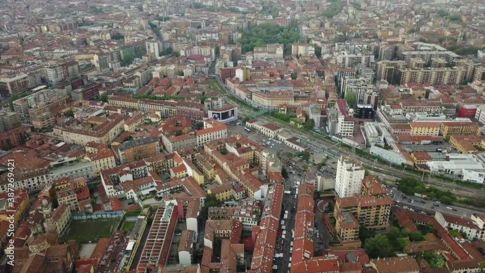 day time milan city living block rooftops aerial panorama 4k italy day time milan city living block rooftops aerial panorama 4k italy