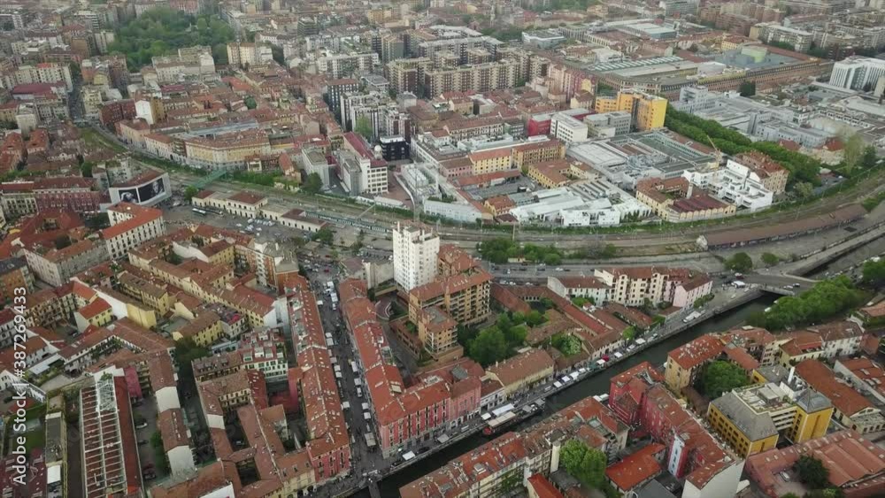 day time milan city living block rooftops aerial panorama 4k italy day time milan city living block rooftops aerial panorama 4k italy
