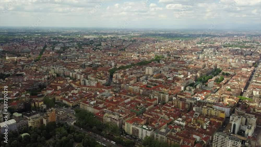 day time milan city living block rooftops aerial panorama 4k italy day time milan city living block rooftops aerial panorama 4k italy