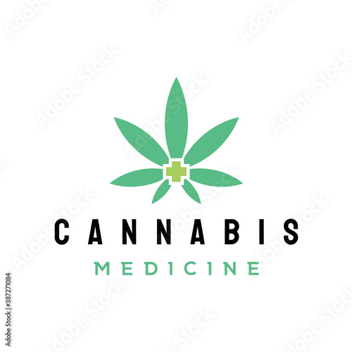 Cannabis leaf with Health logos design vector