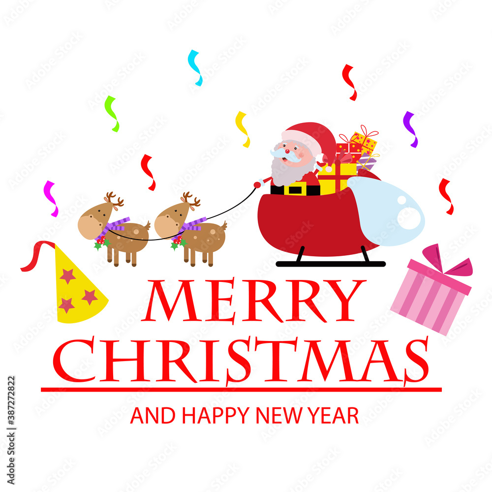 Fototapeta premium Merry Christmas and Happy New Year Celebration Vector Template Design Illustration