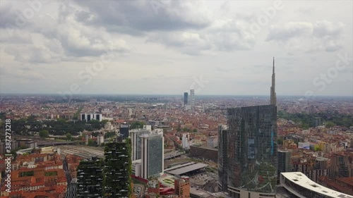 Wallpaper Mural sunny day milan city downtown district aerial panorama 4k italy Torontodigital.ca