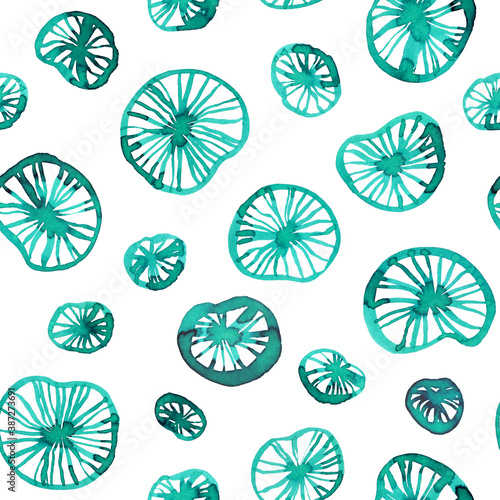 Watercolor Lotus leaves on white, seamless pattern