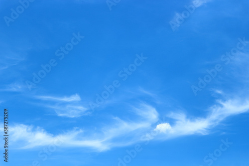 The blue sky with white clouds in the clear morning