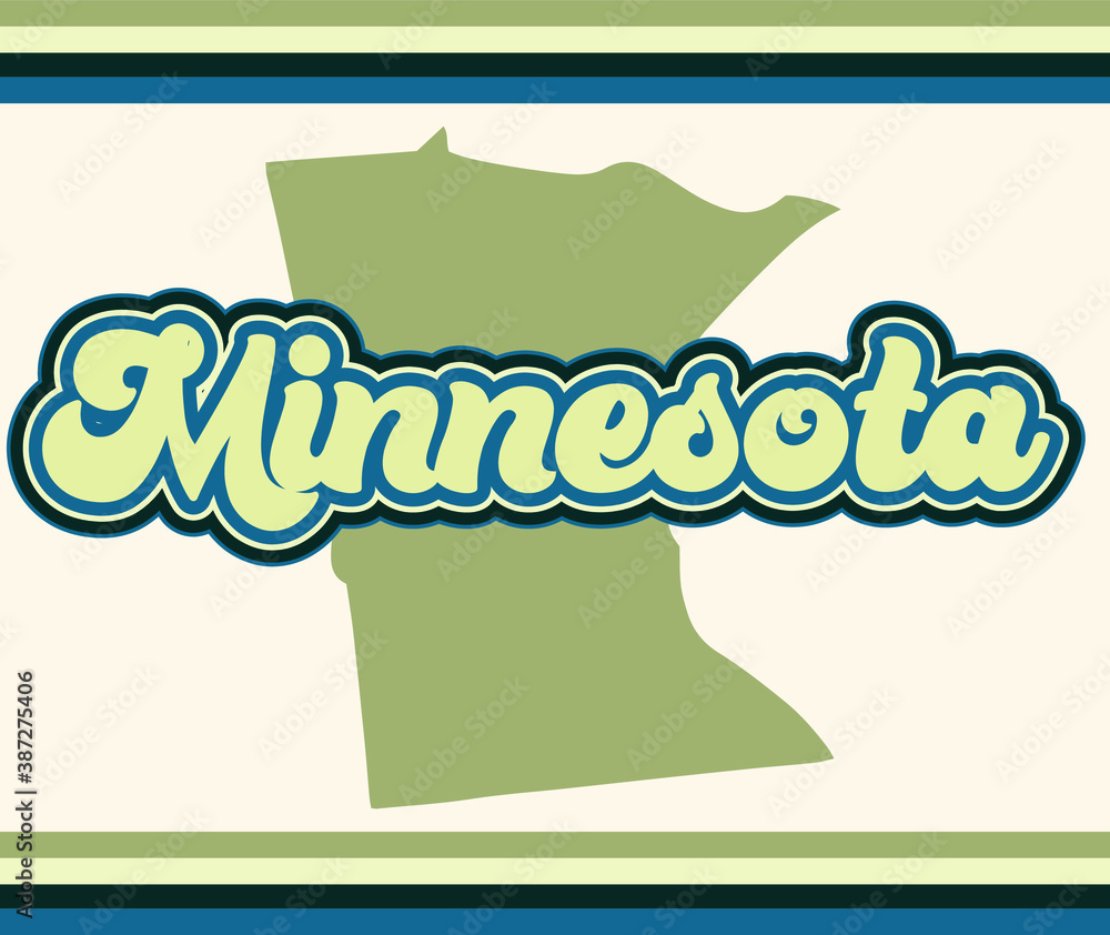 Minnesota Lettering Minnesota lettering text with a 70s vintage stylized aesthetic ...