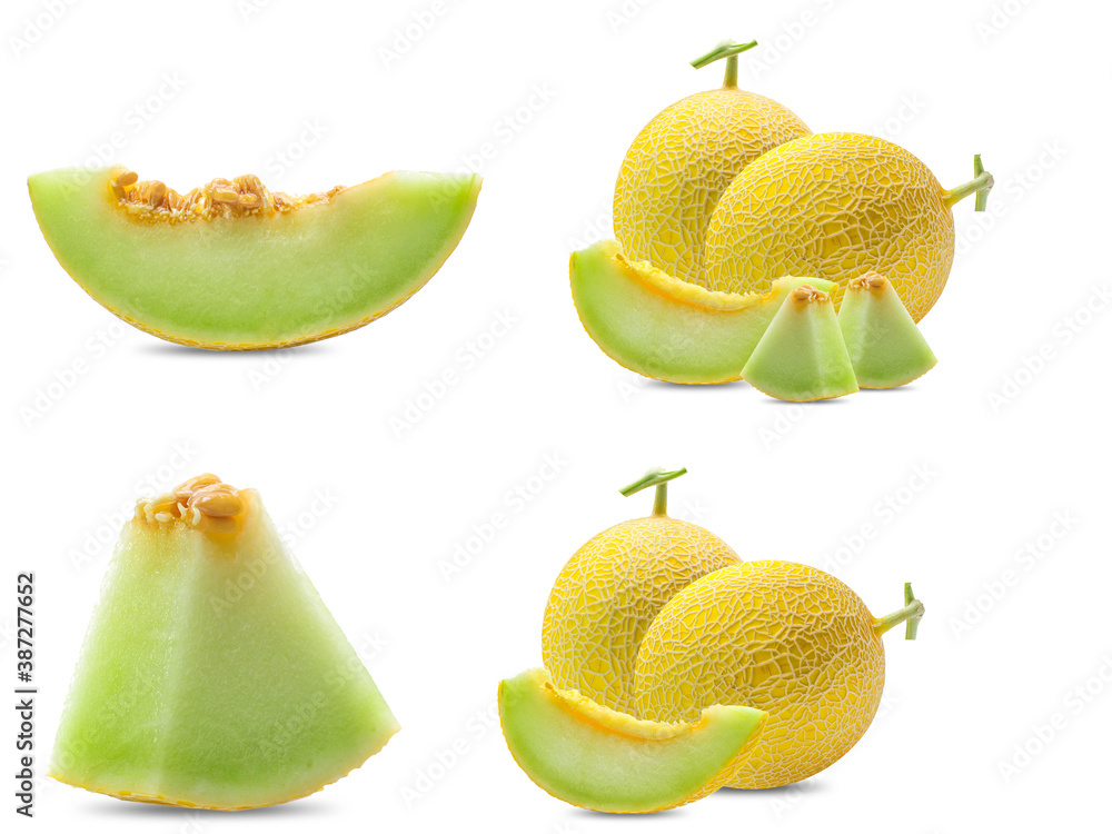 collection mix set red melon isolated on white background collection mix set red melon isolated on white background