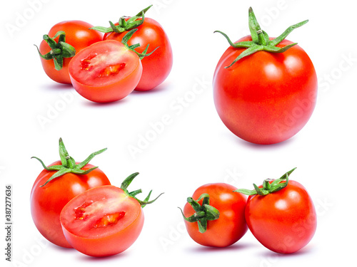 collection mix set red tomato isolated on white background