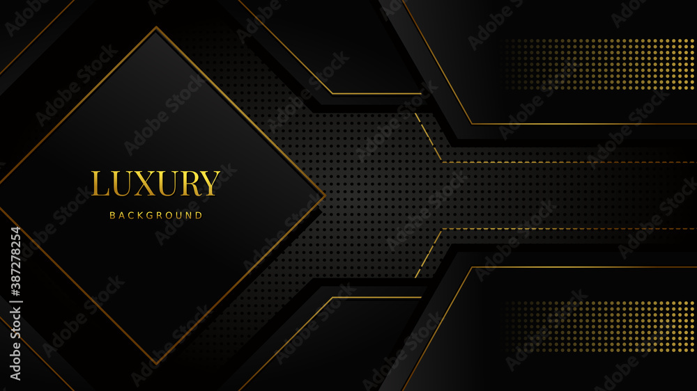 Black Geometric background with luxury concept and gold line border and dotted texture Black Geometric background with luxury concept and gold line border and dotted texture