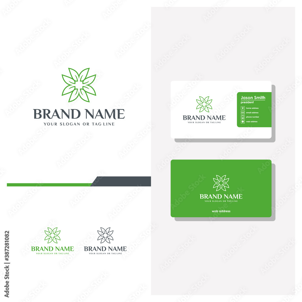 ornament leaf logo design and business card vector ornament leaf logo design and business card vector