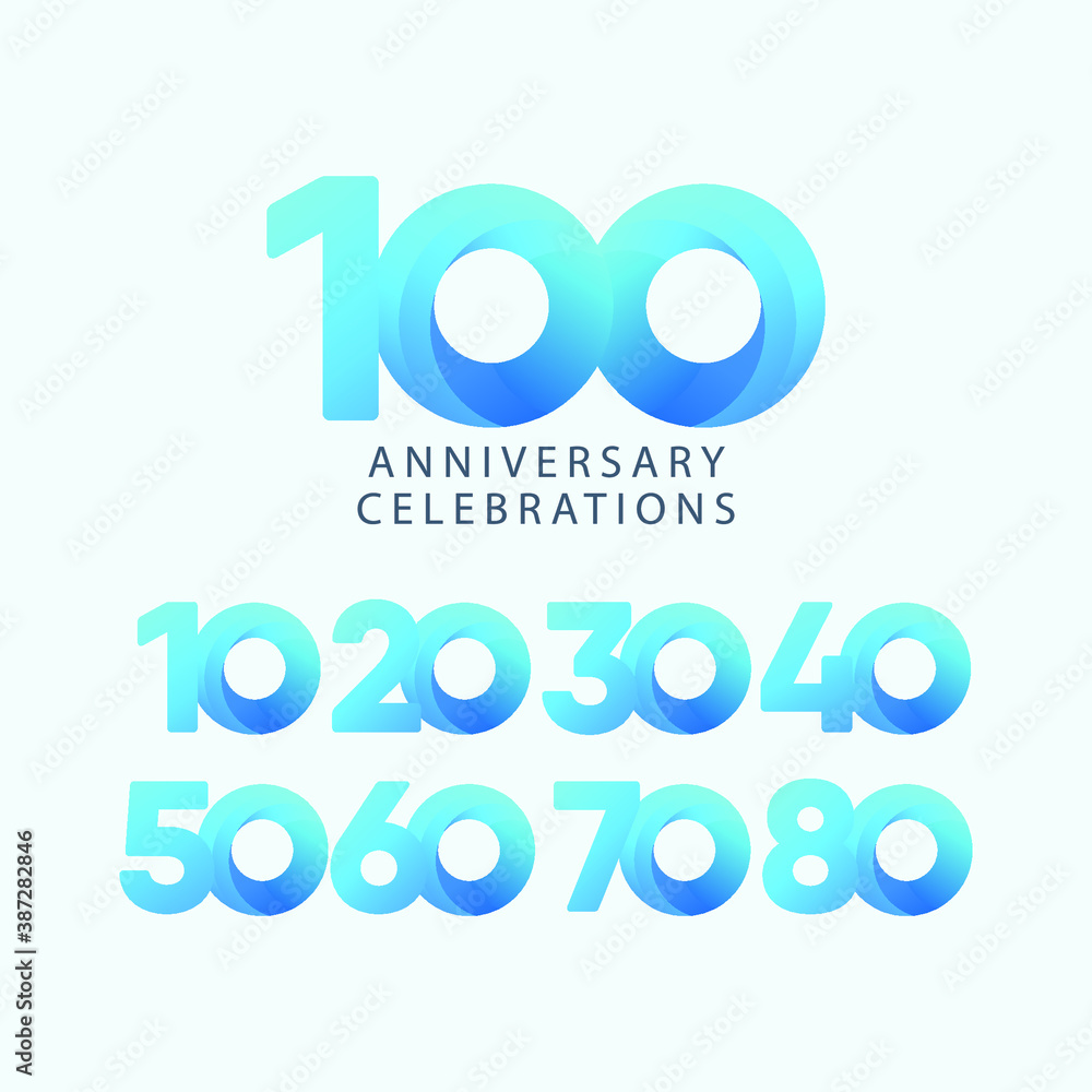 set 100th anniversary vector template. Design for celebration, greeting cards or print. set 100th anniversary vector template. Design for celebration, greeting cards or print.