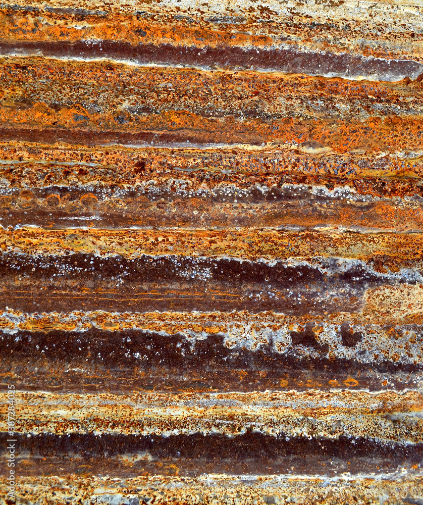Closeup Rusted Galvanized iron plate, Rust metal surface texture, old weathered rusted corroded stained texture for background