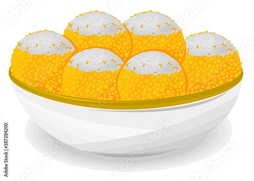 Boondi laddu Indian Sweets or Mithai Food Vector