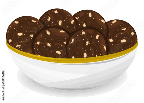 Ragi Laddu,Nachni Laddu Indian Sweets or Mithai Food Vector