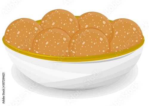 Atta Laddu,Churma Laddu Indian Sweets or Mithai Food Vector