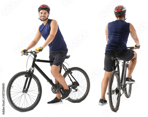 Sporty young man riding bic...