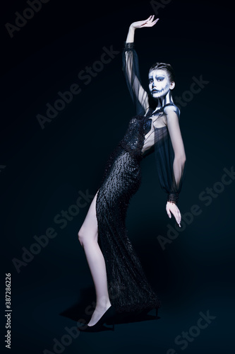 model posing on black background