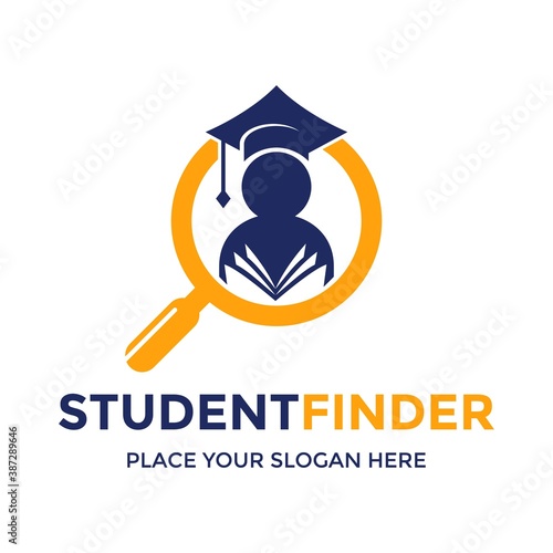Student finder vector logo template. This design use magnifying glass symbol. Suitable for education.