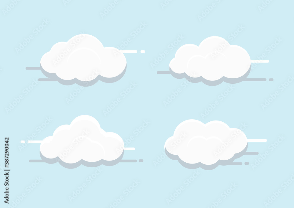 white cloud banner vector isolated on blue background ep77