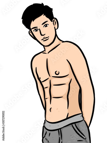 cartoon cute man on white background