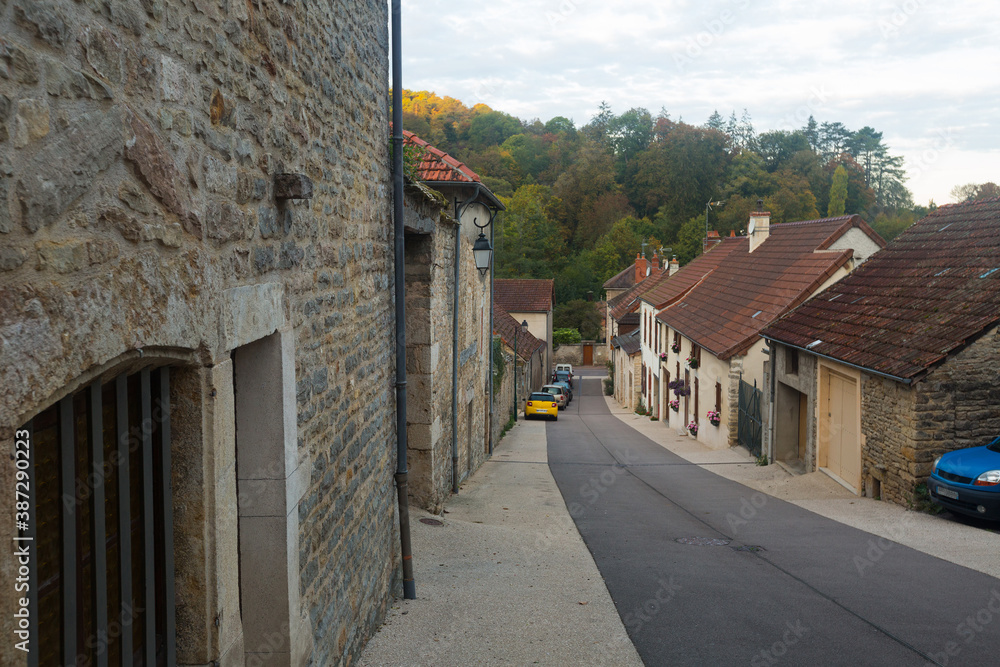 Image of Bligny-sur-Ouche city historical streets and building in France