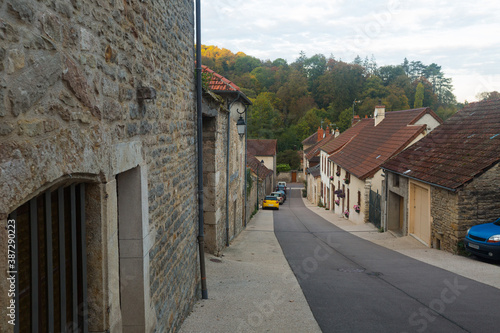 Image of Bligny-sur-Ouche city historical streets and building in France