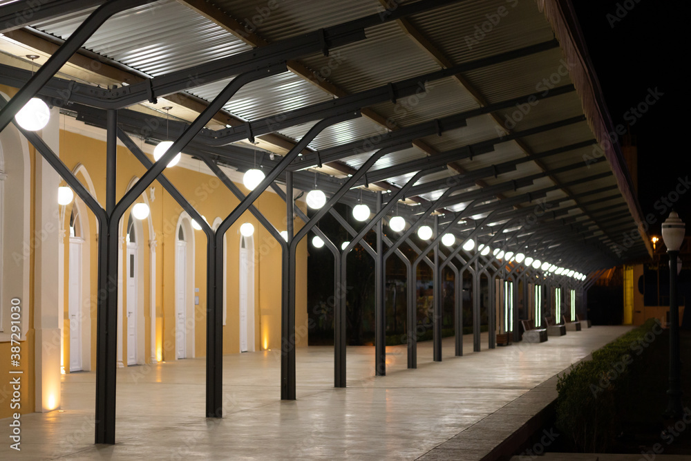 Empty train Station in Brazil at night