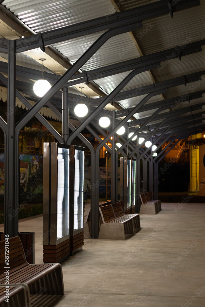 Empty train Station in Brazil at night