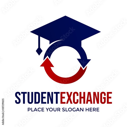 Student exchange vector logo template. This design use cap symbol. Suitable for education.