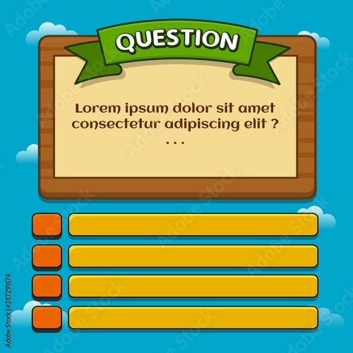 Quiz vector template. This design use multiple choice. Suitable for trivia.