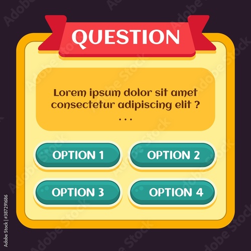 Quiz vector template. This design use multiple choice. Suitable for trivia.